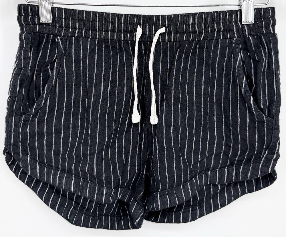 Billabong Road Trippin Shorts Black White Stripe Womens Small Drawstring Comfort